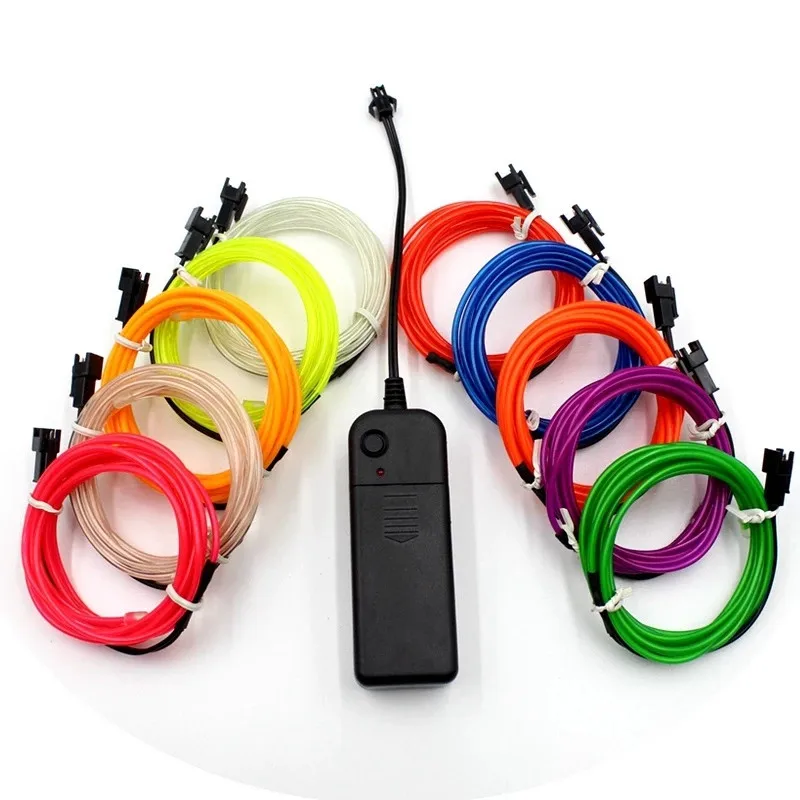 Garland EL Wire 5M Car Interior Lighting Auto Rope Tube Line Flexible Neon Light With Battery Case