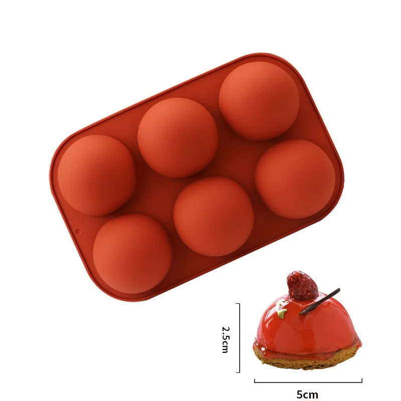 Chocolate Molds Silicone with 6 Semi Sphere Jelly Holes Half Round Jello Dome Mousse Cocoa Bomb Ball Baking Molds manufacture