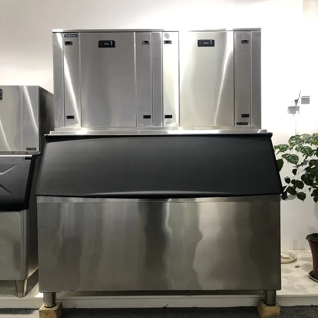 2000P Stainless Steel 1000kg per day output Commercial Ice Maker with 470LBS Storage Auto Cleaning ICE Maker Machine