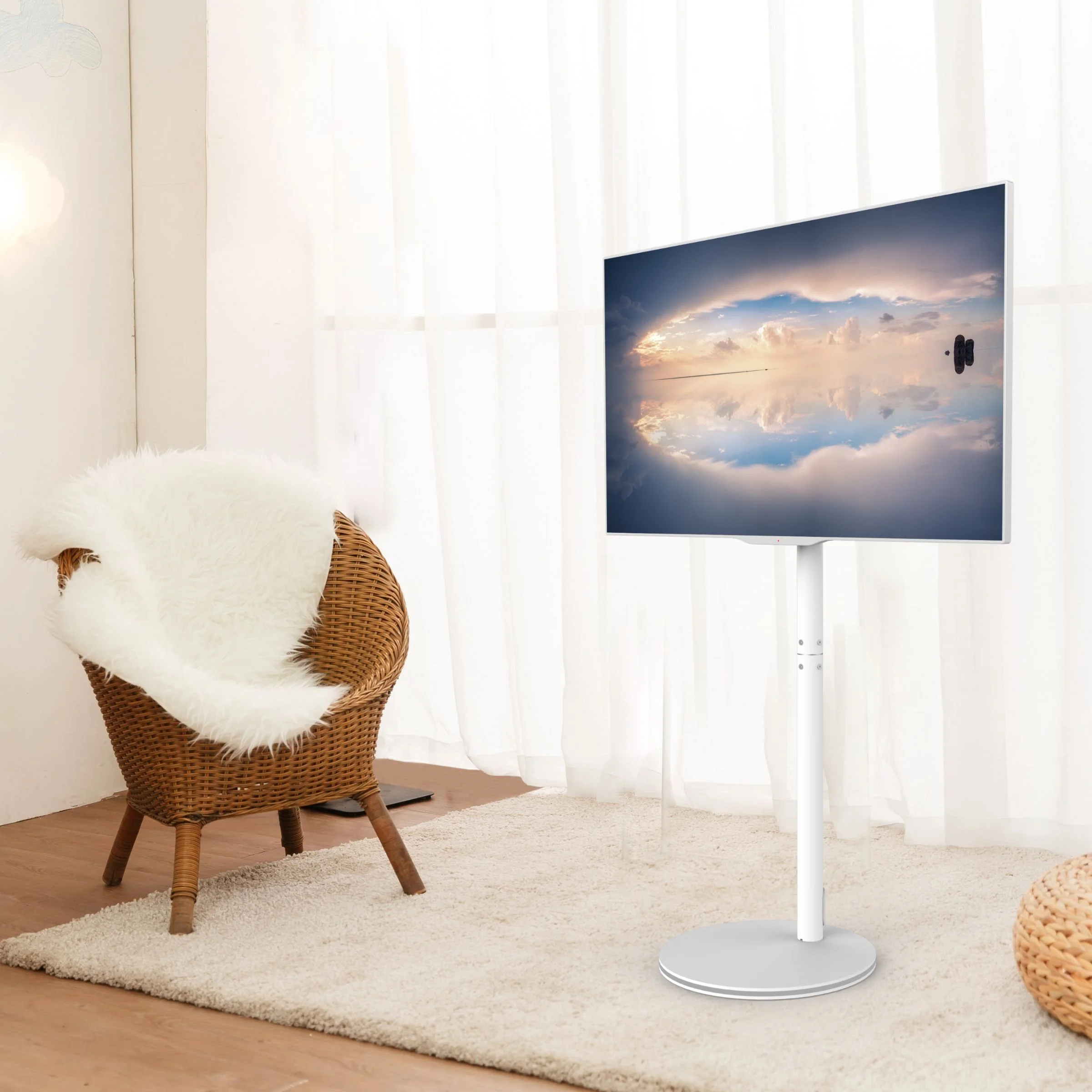 Modern LCD LED Tv Stand Studio Tv Floor Stand With Lamp on Base for LG