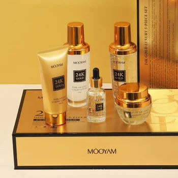 Private Label Oem  Good Price Private Label Beauty SKin Care Products Organic Anti-Aging Whitening 5Pcs Face 24K Skin Care Set