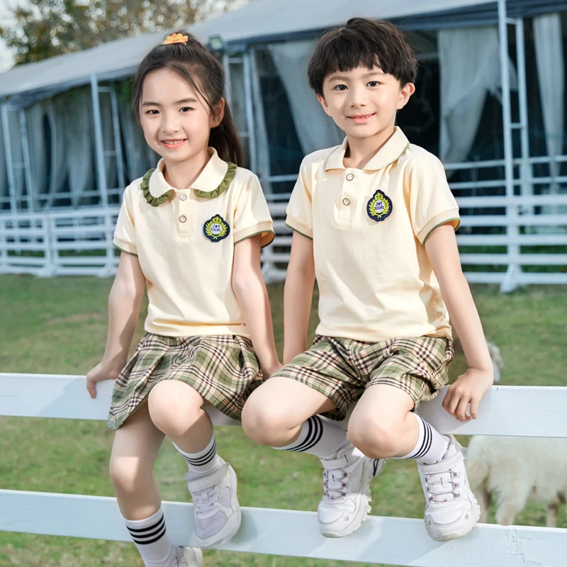 Cotton Yellow And Red Kids Schol Uniform, Size: 20-40