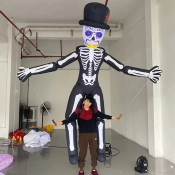 Giant Led Lighted Halloween Decoration Inflatable Clown Puppet Costume Inflatable Ghost Puppet Suit For Carnival Parade