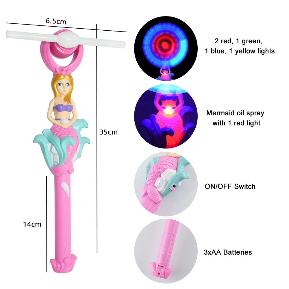 15'' LED Light-Up Mermaid Toy Wand for Kids Parties