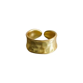 Matte metal irregular index finger opening ring retro Hong Kong style niche design sense rings