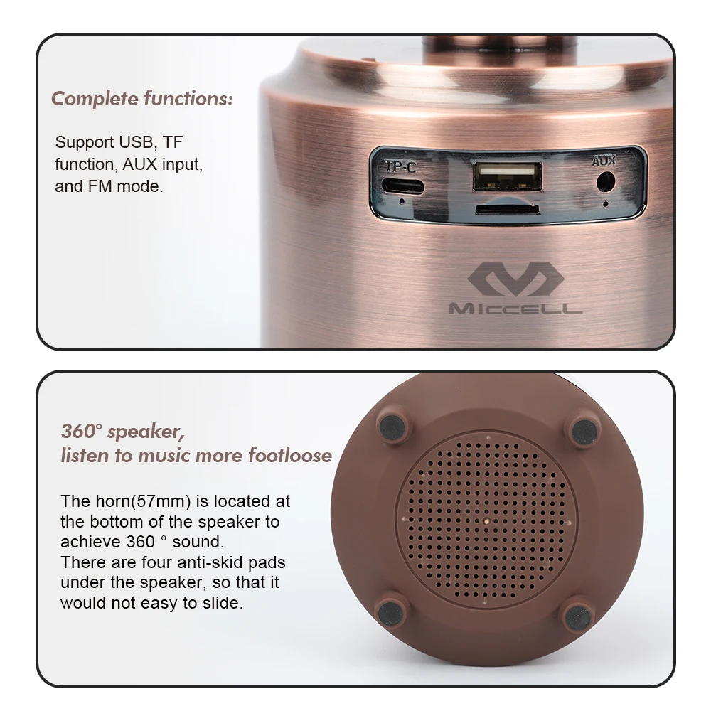 Wireless Multicolor LED Light Smart Speaker Super Bass Portable Speaker With Kerosene Lamp Home Woofer Speaker