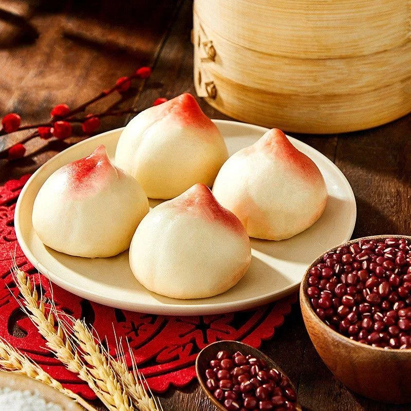 Frozen Peach Bun Stuffed with Red Bean Cantonese Style Red Bean Stuffing Peach Bun