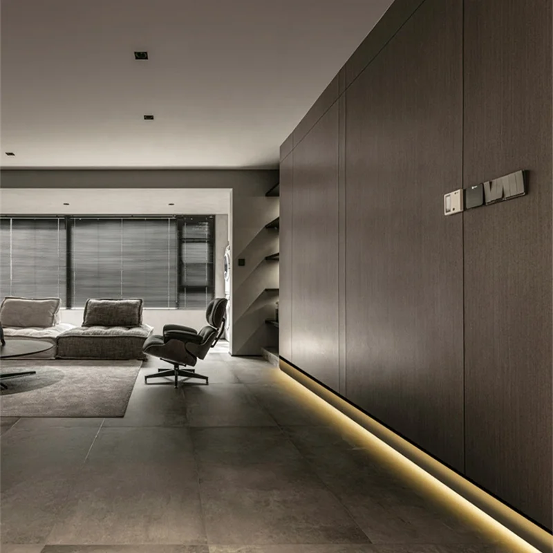 Современный настил для напольного покрытия, профиль освещения, встраиваемый алюминиевый плинтус со светодиодной подсветкой