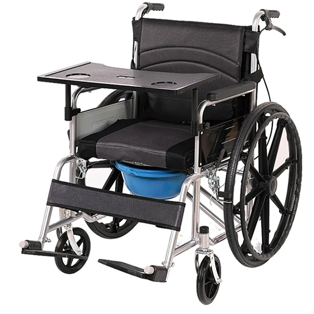 Wholesale Folding Commode Manual Wheelchair  Lightweight Foldable Reclining Wheel Chairs for People with Disabilities