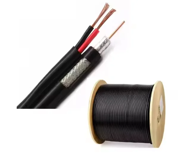 كابل Coaxial RF RG6+2C مدمج مع كابل الطاقة لأغراض المراقبة الشاملة