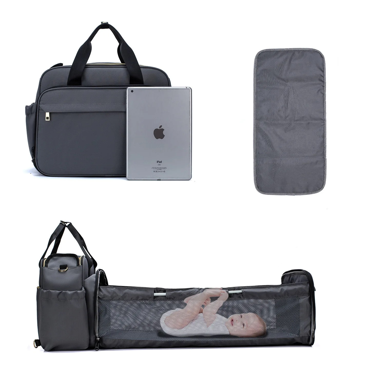 Cuna de viaje 2021 Cama de bebé plegable con bolsillo aislado, mochila de  bolsa de pañales 3 en 1 con cambiador, cuna portátil de bolsa de bebé, gran  capacidad comprar a buen