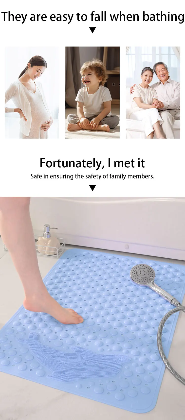 Custom Shape Thickened Absorbent Anti-slip Safety Bathtub Shower Mat Non Slip Bathmat Strong Suction Bath Mats factory