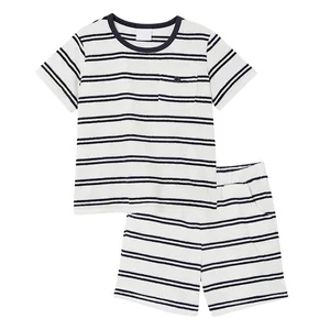 High Quality Stripped Short Sleeve T Shirt Shorts Summer Set Terry Towel Kids Clothes