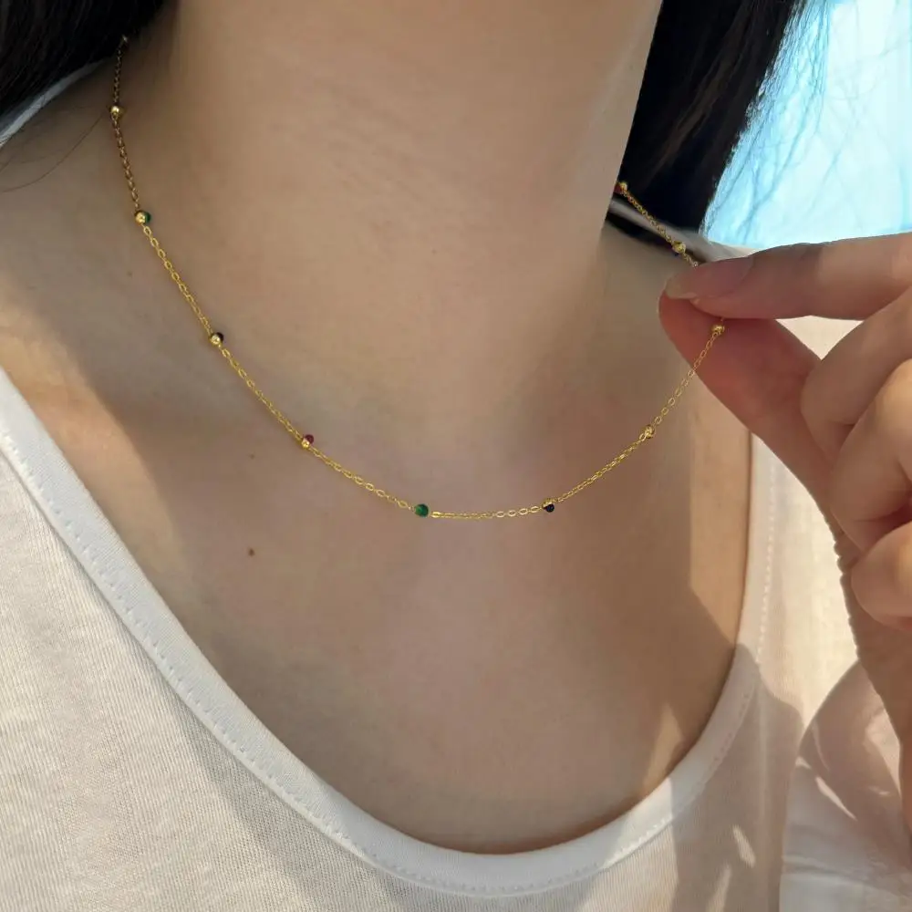 KAKODIY fashion 18K gold plated luxury elegant fashion 925 sterling silver simple bead chain Jewelry for Women necklace detail 6
