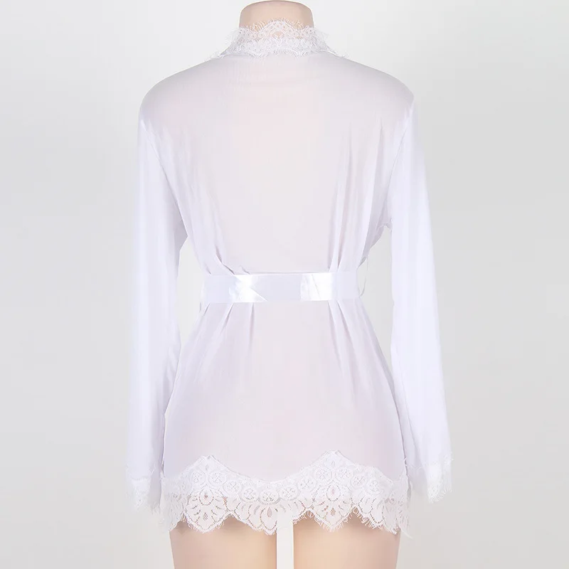 2-piece Transparent Sexy Robe Night Dresses for Woman