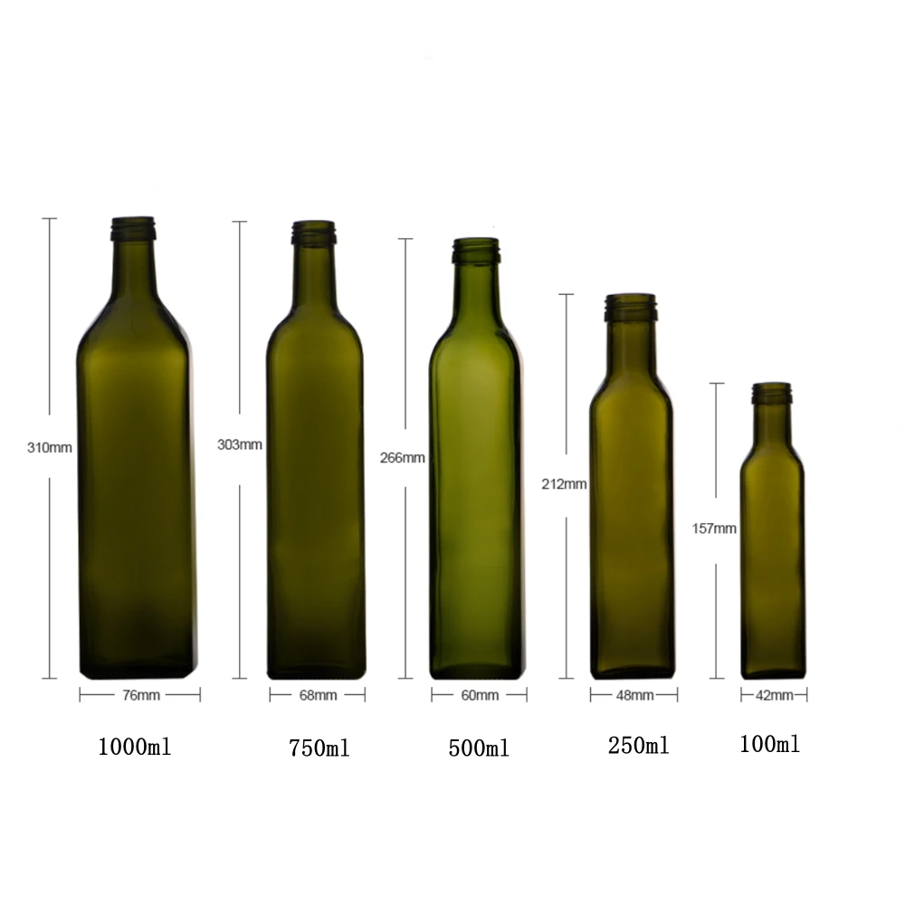 Fabrikneue 50ml 500ml 750ml 1000ml 1 Liter leere Ölflaschen aus grünem Glas mit Deckel für Olivenöl| Alibaba.com