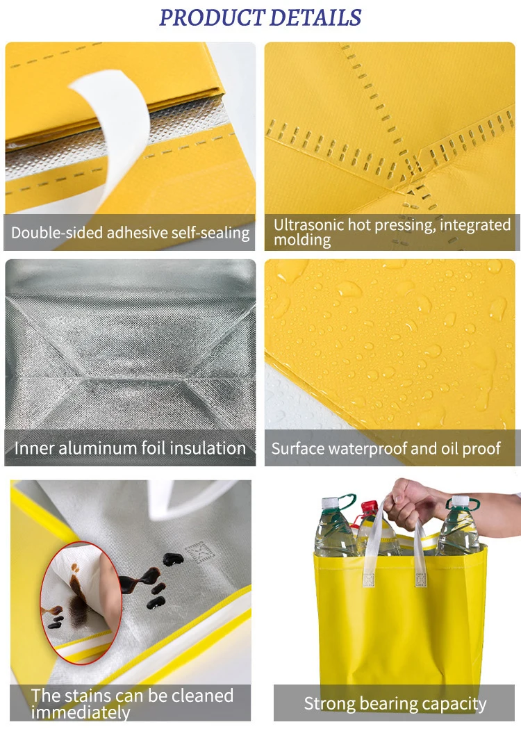 Top Quality Non Woven Insulated Takeaway Bag Selfadhesive Picnic