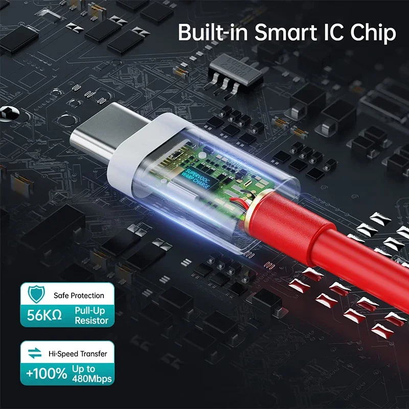 PD 65W Supervooc Fast Charger Cable for OnePlus 12 11 10T 9 7T Pro USB C Type C Warp Dash Charge 6T 5T Data Wire TPE