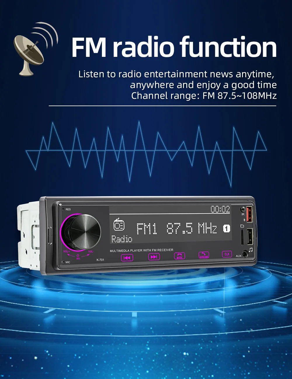 Purevox Wholesaler 2.5d Touch Screen Multifunctional Car Audio Car Mp3