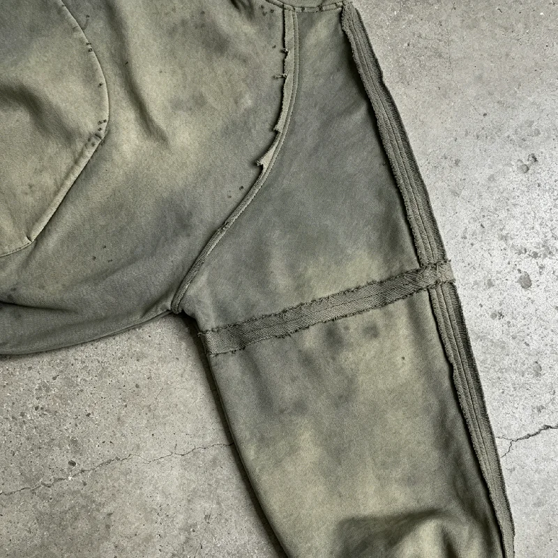 Custom Gree Oversize Heavyweight Cotton Acid Wash Sun Fade Rip Distress Zipper Zip up Casual Hoodie for Men gallery 4