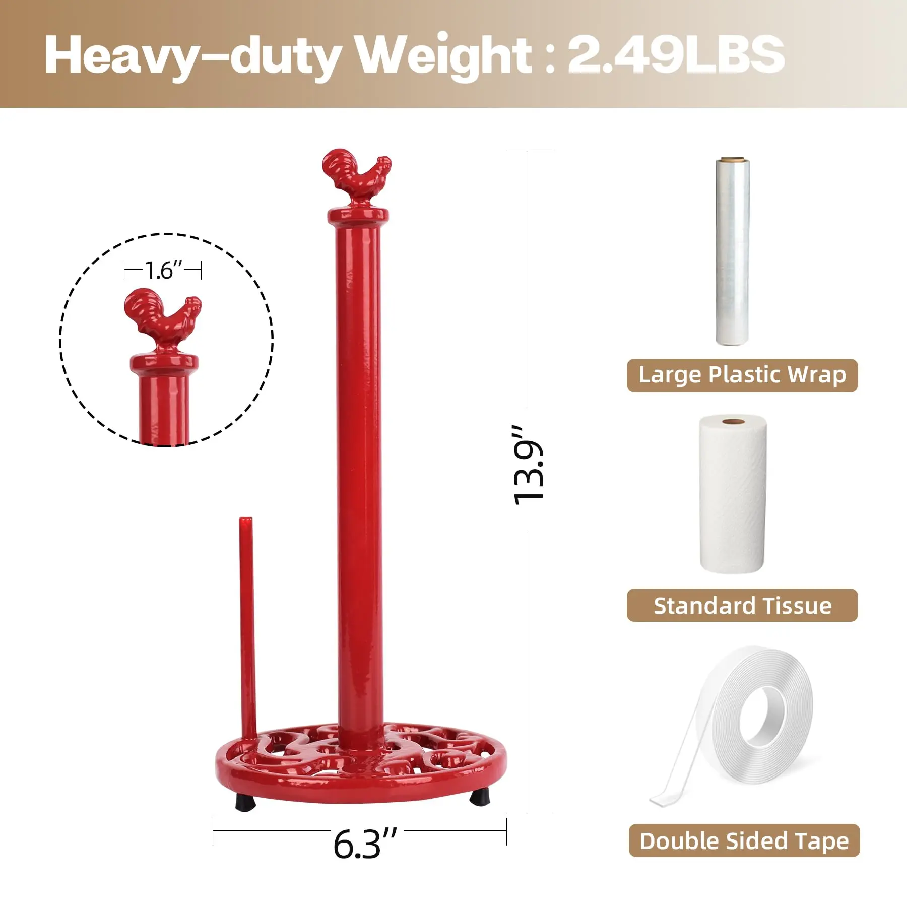 Red Weighted Paper Towel Holder Red Vintage Rooster Paper Towel