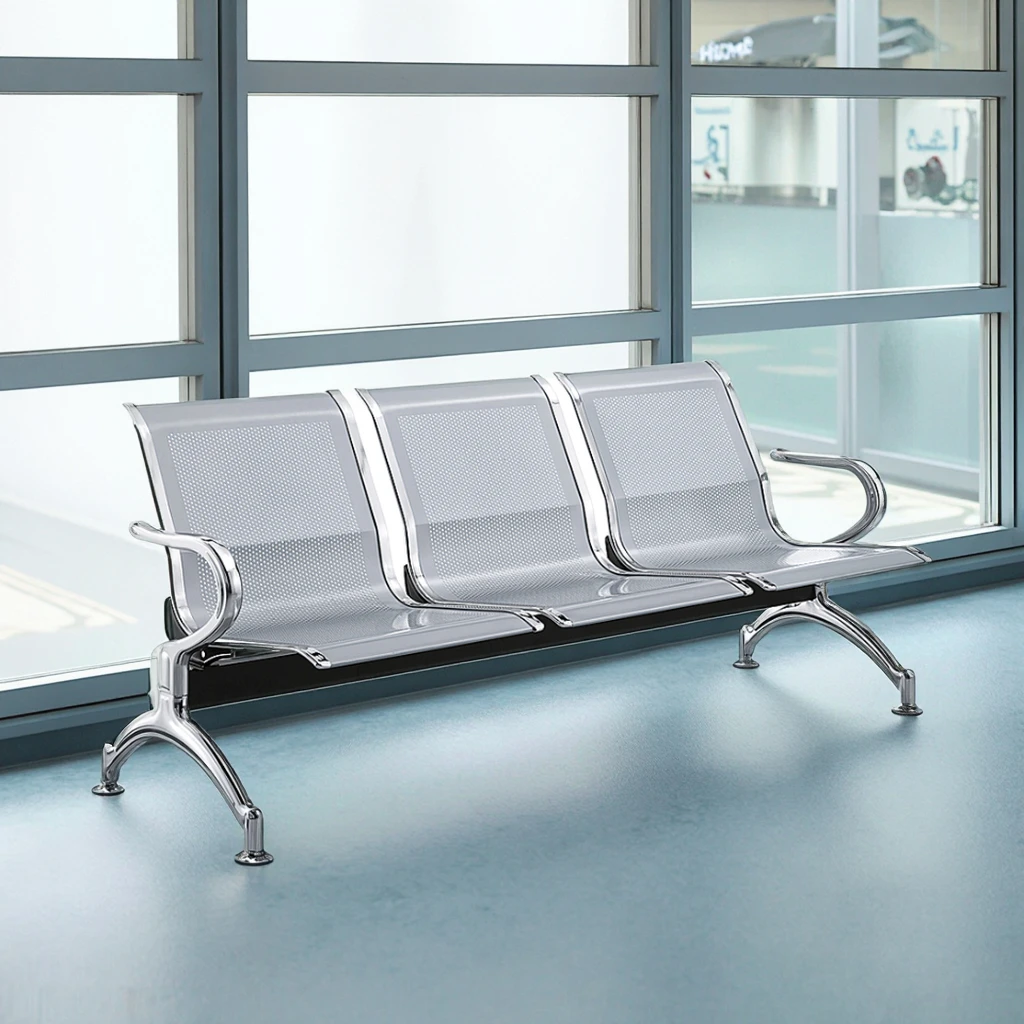 Durable Metal Frame Stackable Chairs-Multi-Use Seating for Public Facilities Conference Halls Waiting Rooms Cafeterias Event 4