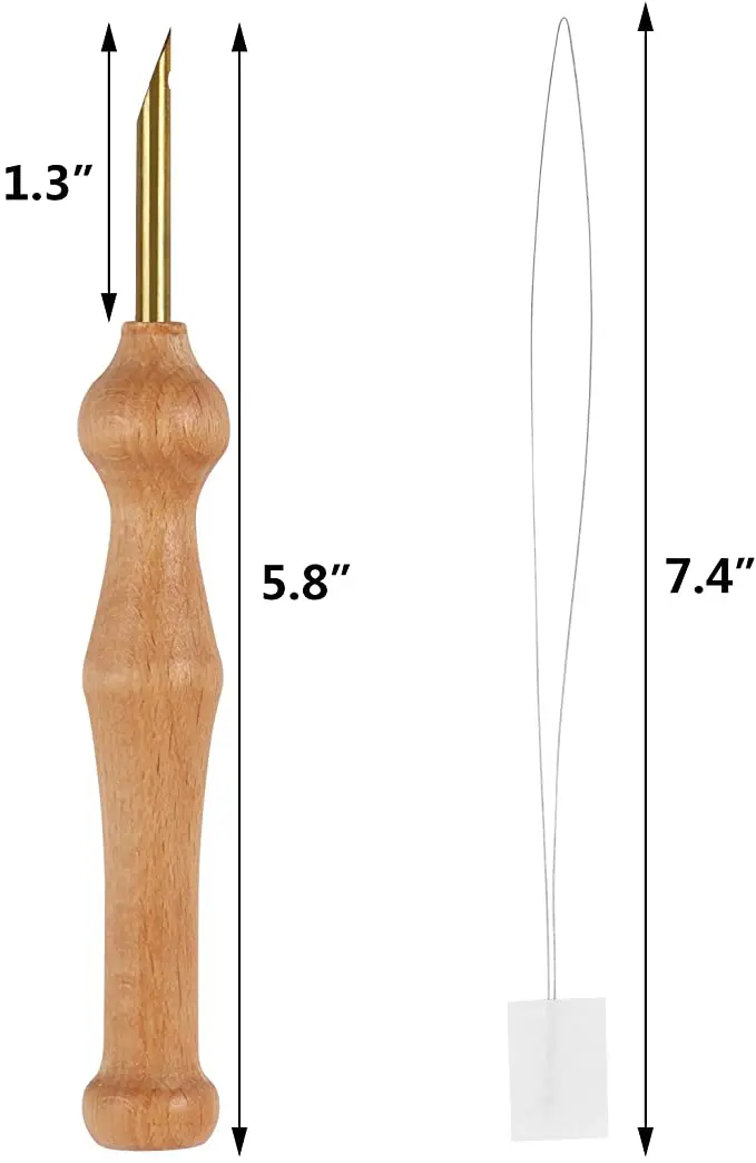 Big Size Wooden Handle Punch Needle Set Knitting Tool for Rug Hooking Wood Punch Needle for Needlework