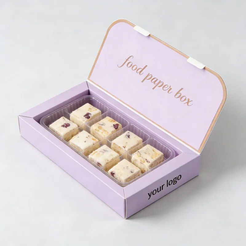 Donuts Waffle Nougat Paper Box Custom Eco-Friendly Chocolate Cookie Gift Box Reusable Luxury Cake Bread Cookies Bakery Boxes