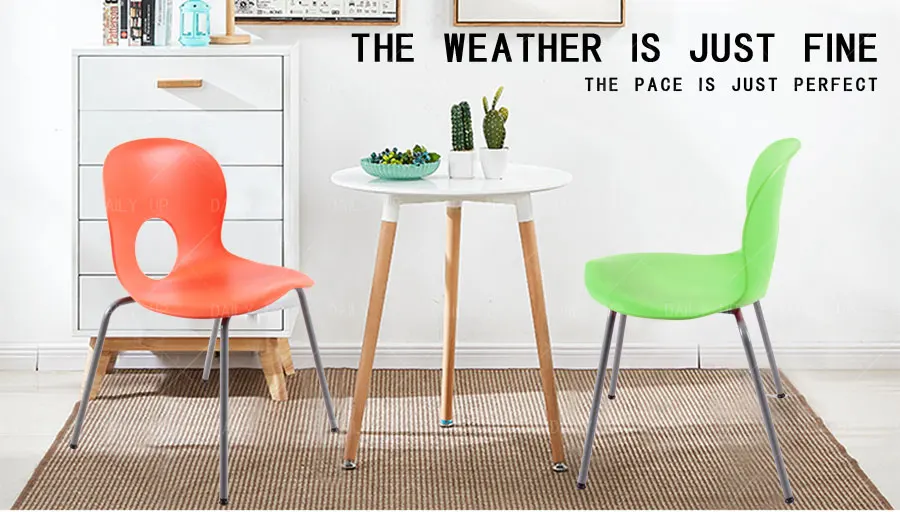 Simple Breathable Leisure Chair With Solid Metal Frame And Ergonomic Backrest Stackable Dining Chair For Kitchen And Restaurant