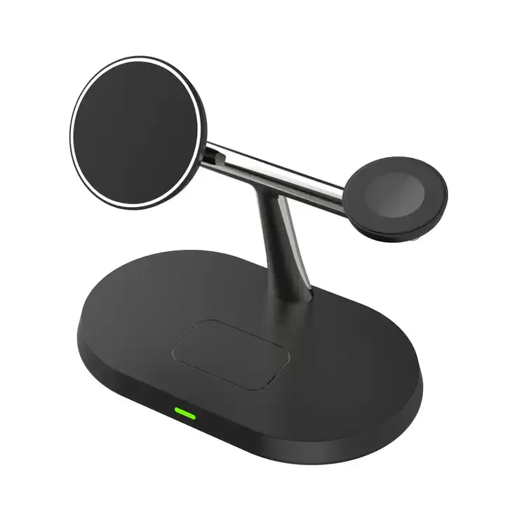 Stock 3-in-1 Magnetic Wireless Charger Stand for iPhone 15 Pro Max for Apple Watch 8 Earphones-Fast Charging Dock Station for
