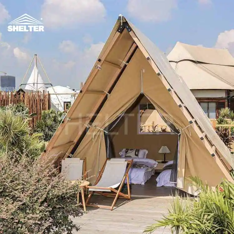 Luxury Glamping Triangle Safari Tent with Bathroom Resort