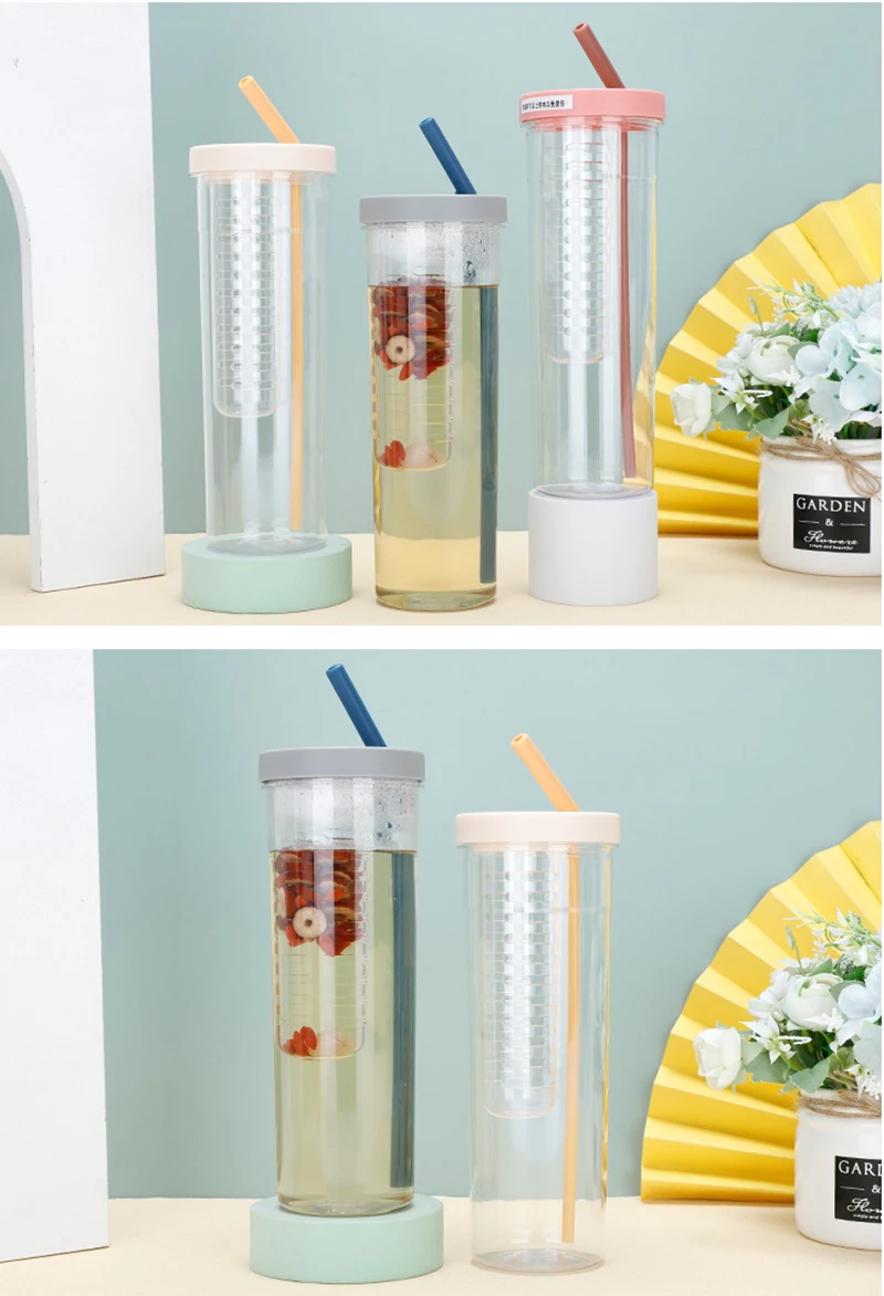 800ml Top Seller Tumbler Fruit Juice Cup Lovely Tritan Fruit Infuser Water Bottle Plastic Fruit Infused Bottle For Juice