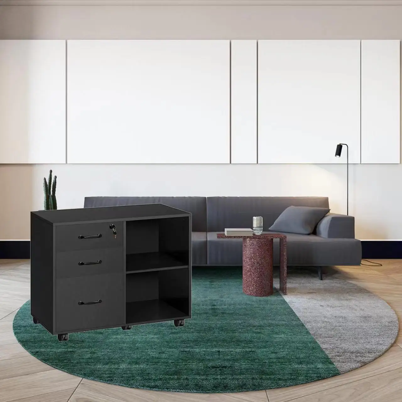 YQ навсегда 3 ящиками мобильный шкаф для документов с замком хранения юридические услуги/вставкой и принтом в виде надписей Размер офисные