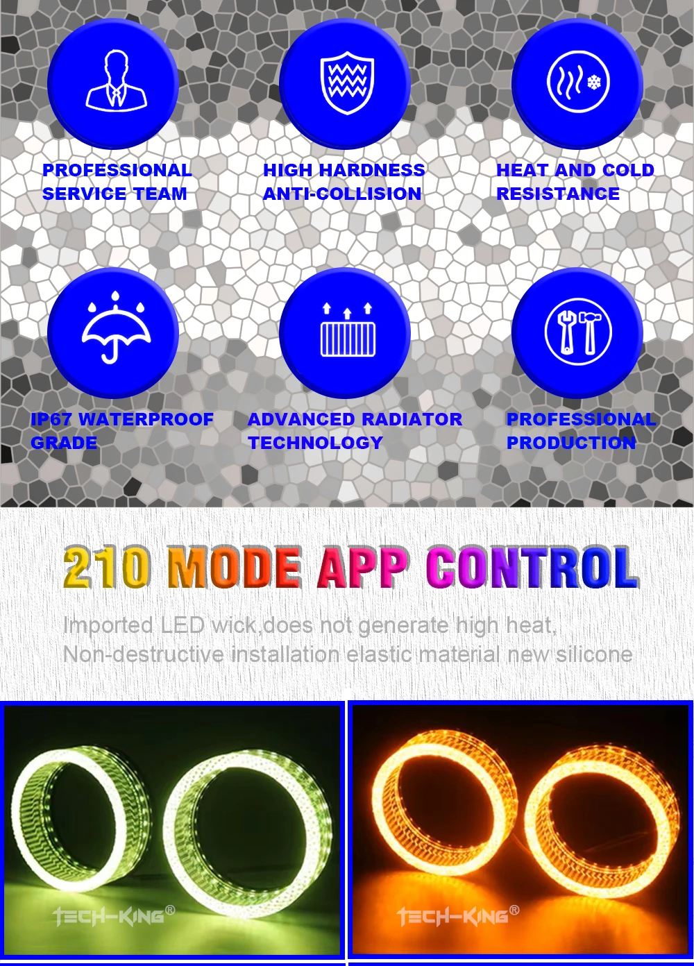 Crystal LED Angel Eyes Shroud White Amaber Signal Light Car Light Accessories For Car Led Projector Lens 3 inch angel eye circle