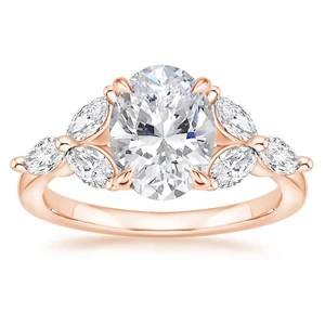Wholesale 18K Rose Gold 2.5CT Lab Diamond Engagement Wedding Ring Solid Gold Ladies Diamond Cluster Party Anniversary for