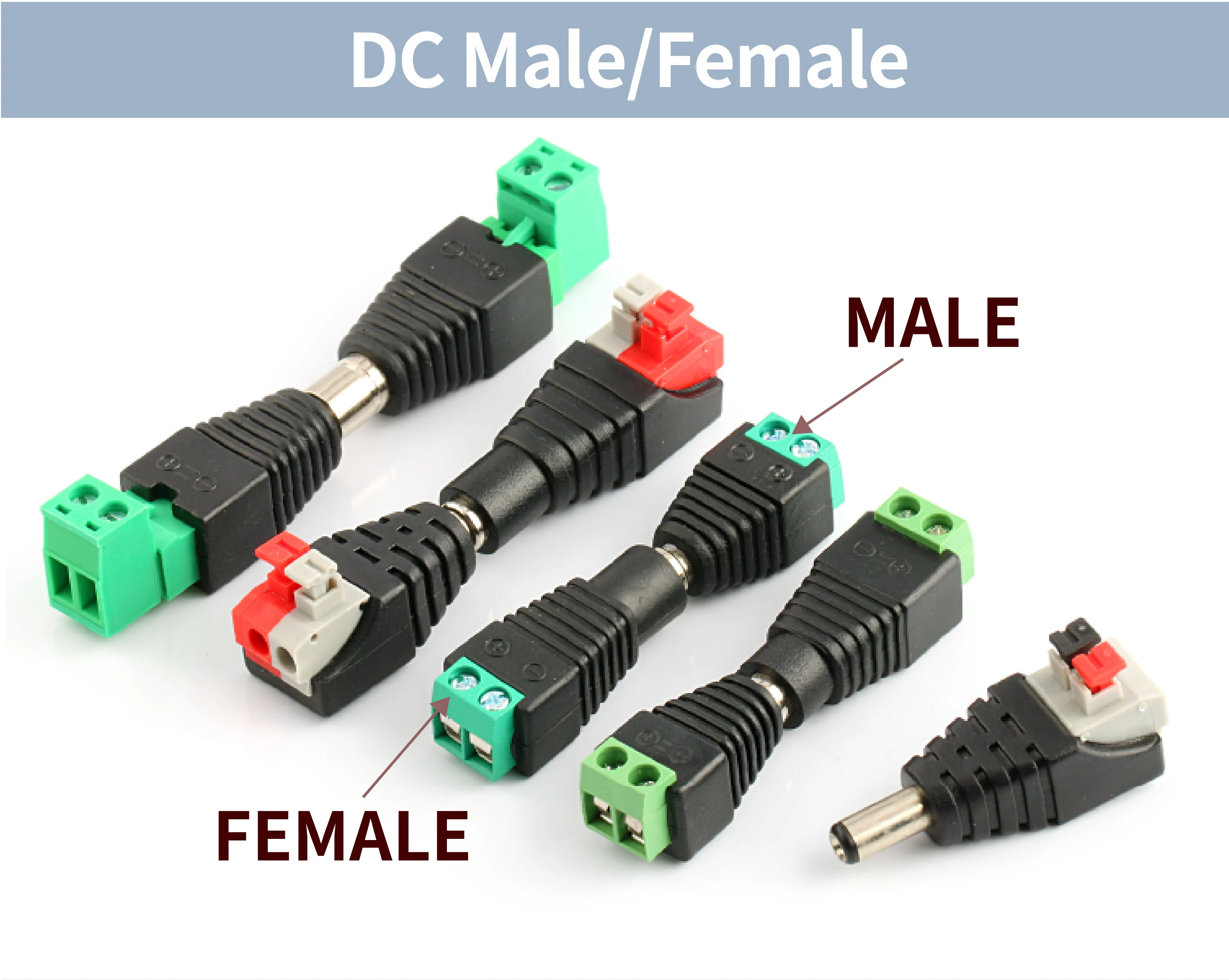 12V Male 2.1mm DC Power Plug Jack to Screw Terminal Block Adapter