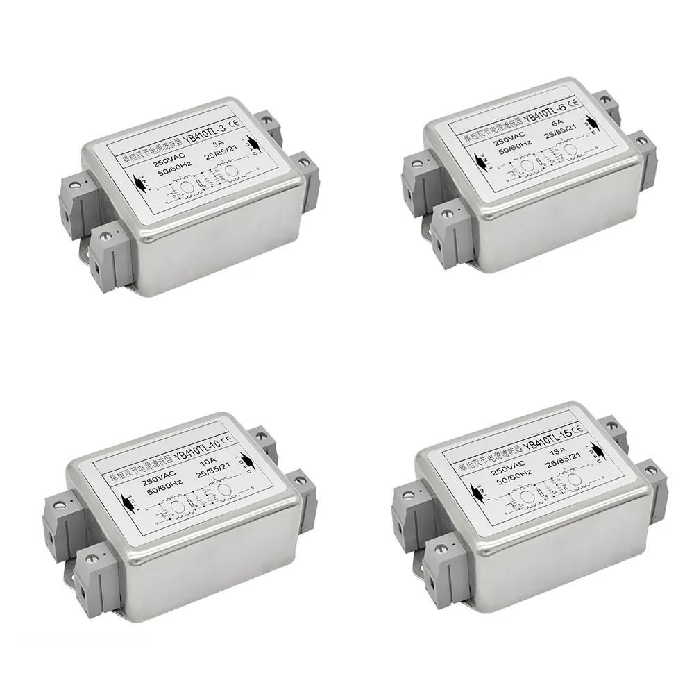 Dual-Stage 250VAC Single Phase Laboratory Instrument Power Filter EMI with Screw Terminals for LV Products