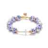 Blue and white porcelain cross bracelet