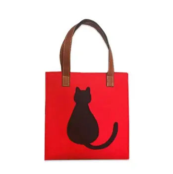 Custom Recycled New Eco Heart Shape Portable Handbags Clutch Women Wool Felt Hand Tote Bag With Leather Handle