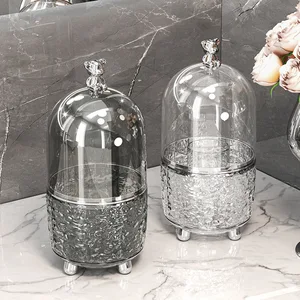 Glacier Pattern Free Rotation Makeup Organizer Transparent Dust-proof Desktop Storage Box