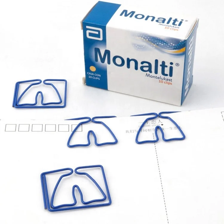 Promotional OEM Design Business Gifts Metal Paper Clamps Human Lung Shape Clips Come in Box Package