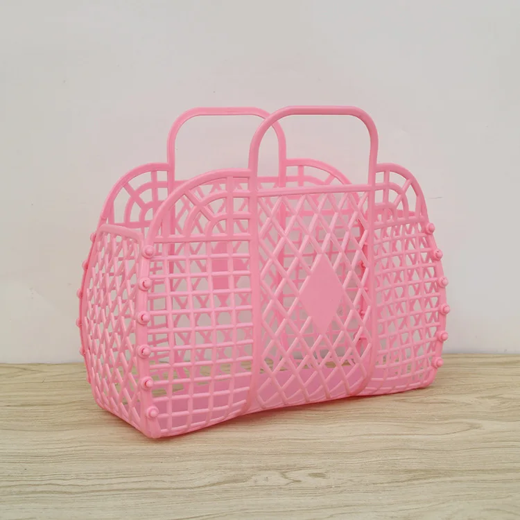 Wholesale Personalized Retro Vintage foldable Plastic PVC Jelly basket Bag  Beach Bag handbag Purse for Girls Women Party Favor Bags From m.