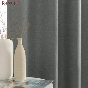 Modern Blackout Curtains Pure Color Linen Curtains for Living Room and Bedroom Curtains