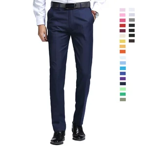 Customized Men's Business Pants Solid Color Straight Casual Suit Pants Mid Waist Breathable Comfortable Worsted Fabric Trousers