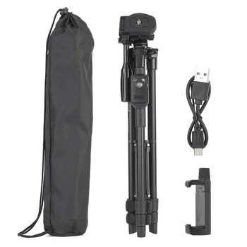 YUNTENG VCT-5208  Aluminum Camera Tripod With 3-Way Head & Remote + Clip for Camera Phone detail image