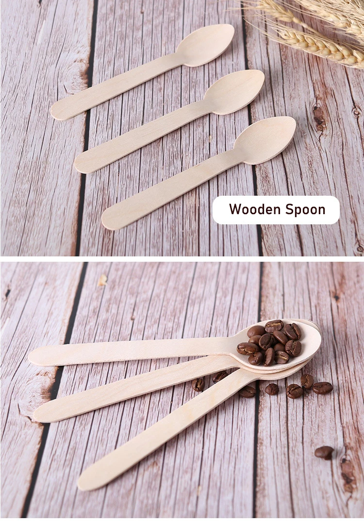 Disposable Spoon wooden knife and fork tableware fruit fork wooden cutlery dessert Cake fork ice cream spoon wholesale details