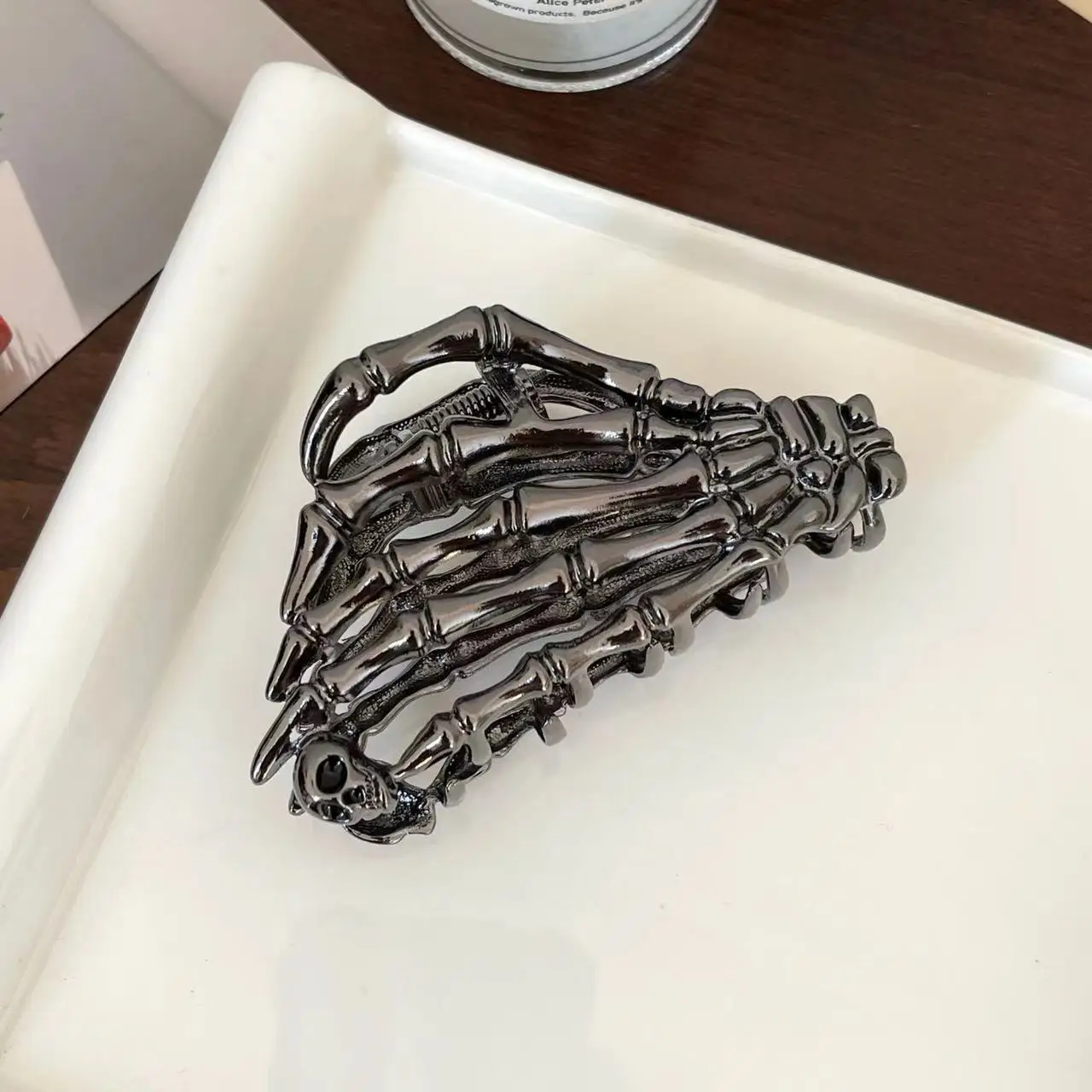 Halloween-Skelett-Hand Haarspangen – Gruselige Klaue-Clips Für Frauen, Aus Metall Mit Rutschschutz