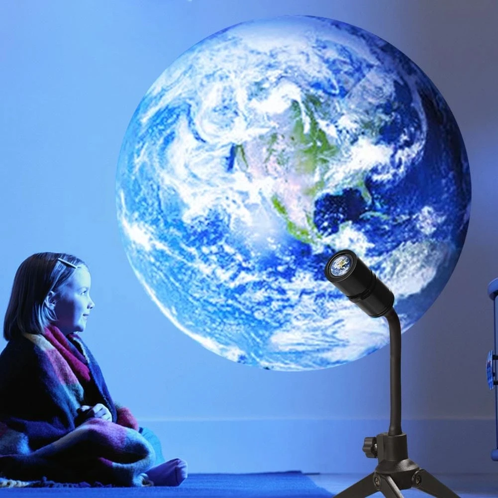 Creative 360 Degrees Rotatable Bracket Moon Earth Planet Projector Lamp Usb Moon Led Night Light Planet Projection Lamp
