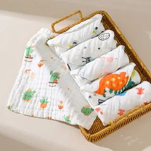 Baby 30x30cm Eco-Friendly Soft Cotton Cartoon Printed Square Bath Towel Gauze for Home Use