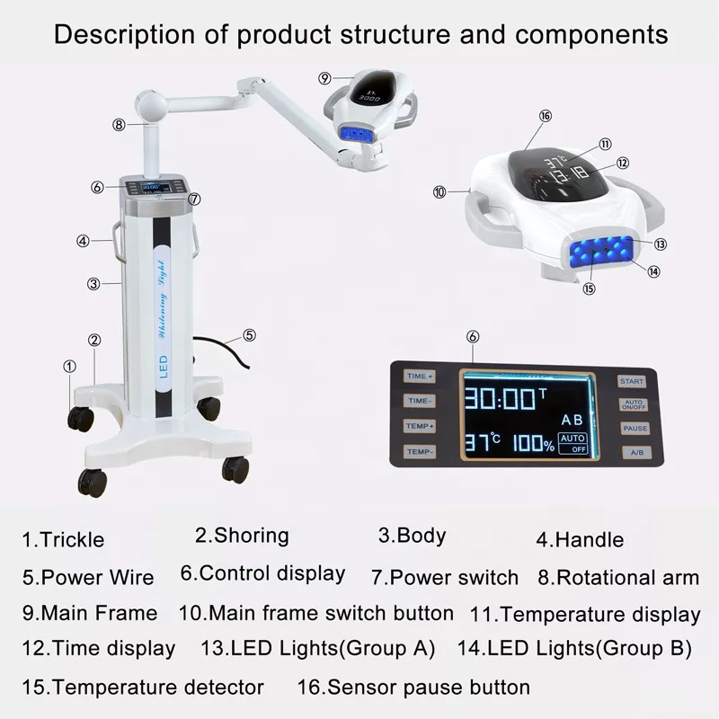 Dental Floor Whitening Instrument 60w Led Teeth Whitening Machine Cool